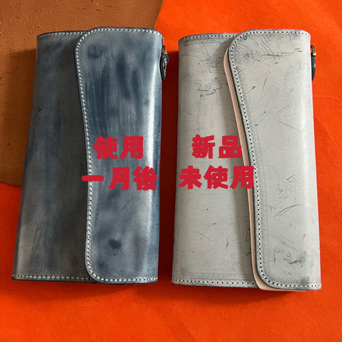 ブルー系　ネイビー　長財布 本革 ブライドルレザー メンズ ヌメ革レザー  牛革 ネイビー ブラック ブラウン グリーン長財布 本革 ブライドル