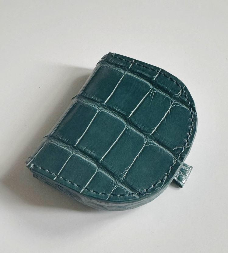 馬蹄型コインケース　アリゲーター　ワニ革　ターコイズグリーン