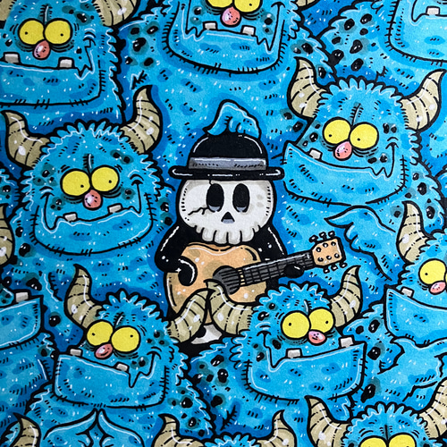 Blues monster】動物 絵 原画 アート マーカー イラスト yoc 通販