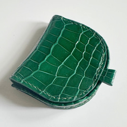 馬蹄型コインケース ポロサス クロコダイル ターコイズブルー 小銭入れ