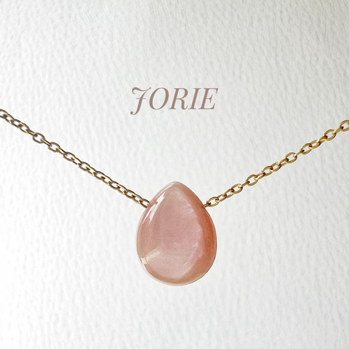 JORIE】ドロップピンクシェル ネックレス サージカルステンレス 