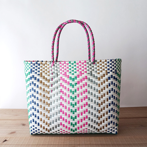 翌日発送】メルカドバッグ プラかごバッグ A4対応 タッセルつき マルチ