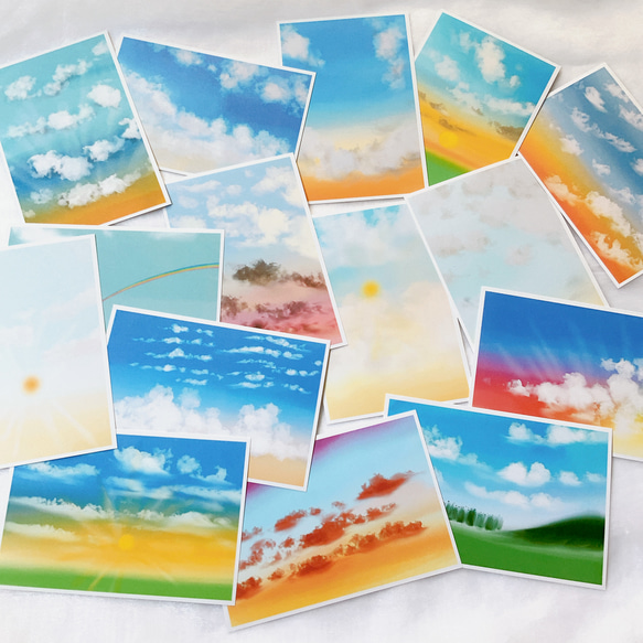 カラフル空 15種セット ポストカード ハガキ イラスト デザイン