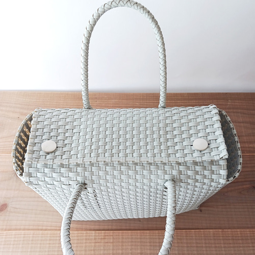 翌日発送】メルカドバッグ プラかごバッグ タッセルつき 無地 グレー