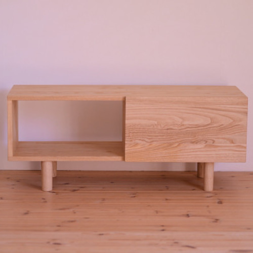 国産クリ無垢材・TVボード（オープン+引き出し）※サイズオーダー可
