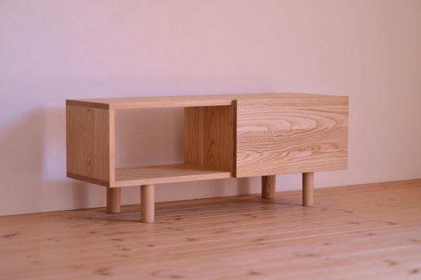 国産クリ無垢材・TVボード（オープン+引き出し）※サイズオーダー可