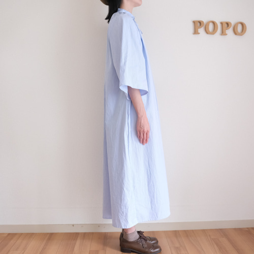 近年　極美品　中川政七商店 シアサッカー　半袖　ワンピース ストライプ　ベルト 近年 極美品 中川政七商店 シアサッカー 半袖 ワンピース