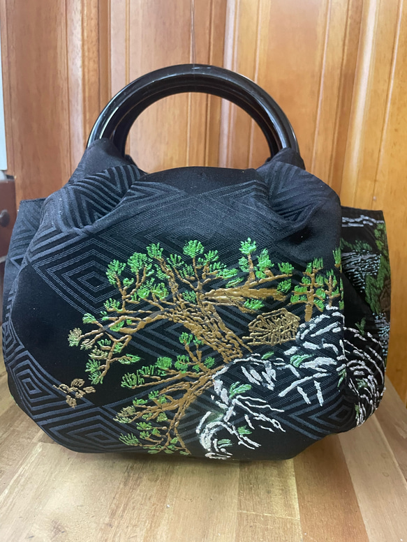 正絹名古屋帯リメイク 持ち手アクリル バッグ㊽ 正絹名古屋帯リメイク 持ち手アクリル バッグ㊽ 【公式通販】