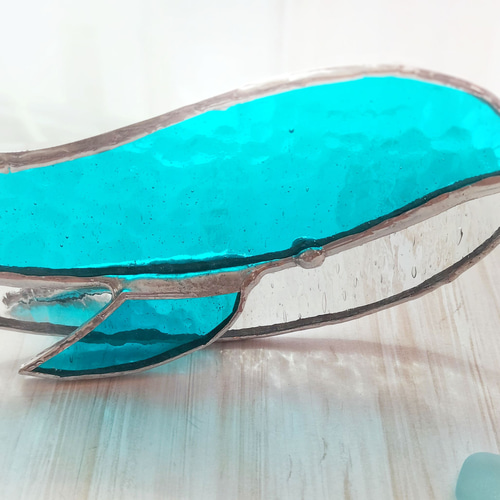 くじらのステンドグラス・サンキャッチャー （クジラ・鯨・夏・海