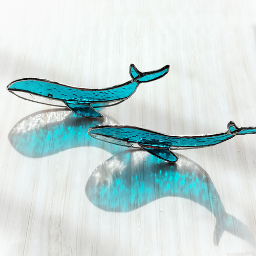 くじらのステンドグラス・サンキャッチャー （クジラ・鯨・夏・海