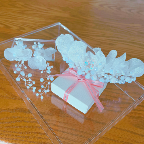 ふわり＊ホワイトフラワー＊花びらピアス2・イヤリング・前撮り