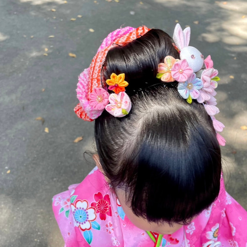 オーダー】つまみ細工 髪飾り 七五三 3歳 うさぎ コーム あんず堂 通販
