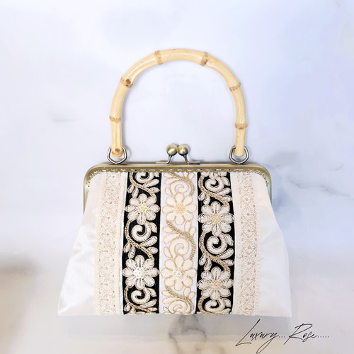 新作！夏のお嬢様バッグ❤︎キリッと爽やか涼しげ色合わせ上品バンブー