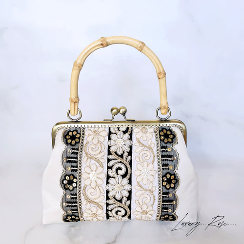 新作！夏のお嬢様バッグ❤︎キリッと爽やか涼しげ色合わせ上品バンブー