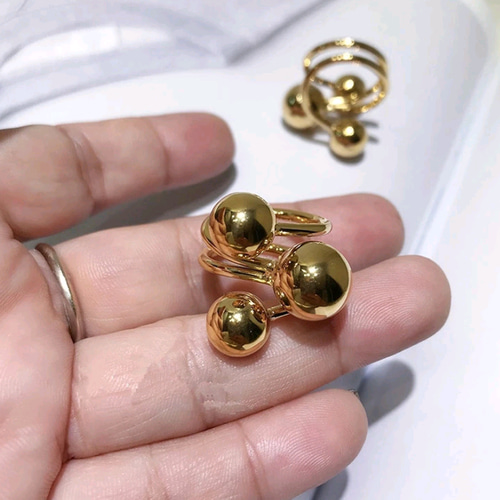 20％OFF】#44 スリーボールリング ゴールド｜金属アレルギー対応 S925