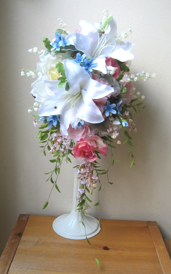 造花♪カサブランカ&カトレアのブーケ&ブートニア 造花♪カサブランカ&カトレアのブーケ&ブートニア