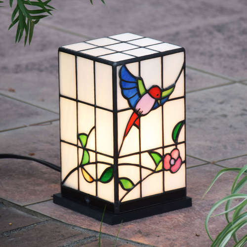 ステンドグラス ランプ 行燈 4kBAD 室内用 テーブルライト 卓上灯 屋内
