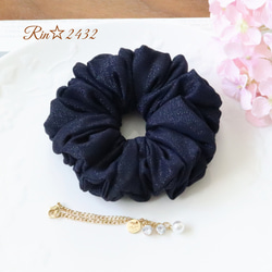 和柄】ラメ入り☆高級感のある幅広のリボンを付けた舞い散る桜の