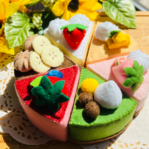 フェルトままごと アソートケーキセット おもちゃ・人形 mofu.mofu
