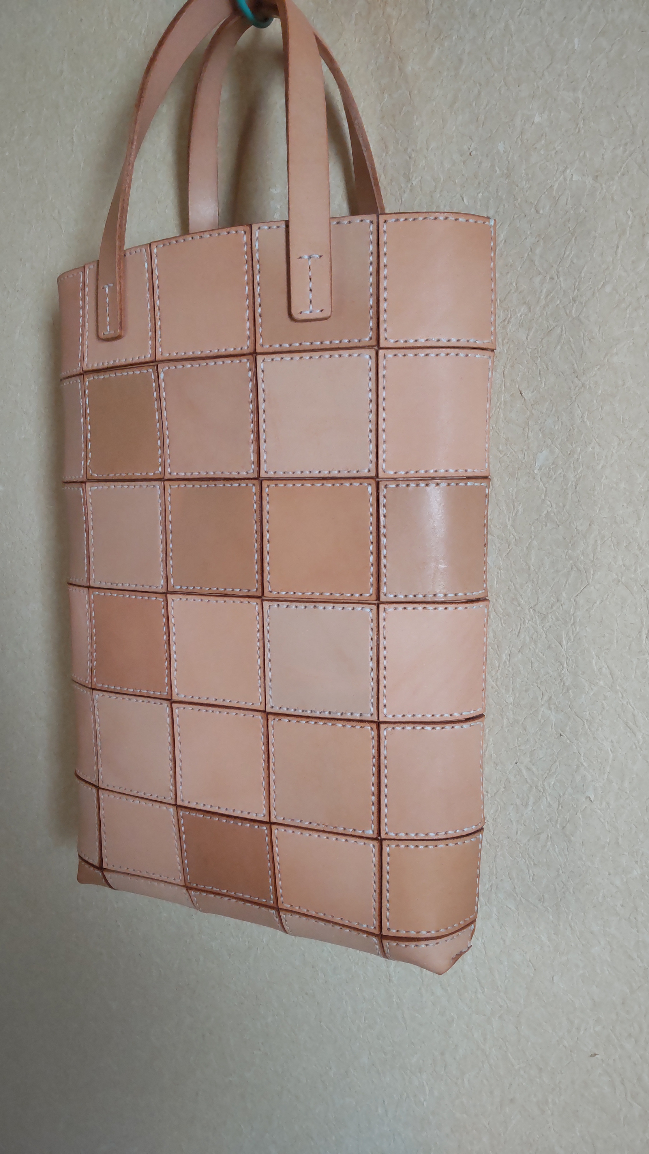 【13800円→11800円】パッチワーク縦長レザートートバッグ