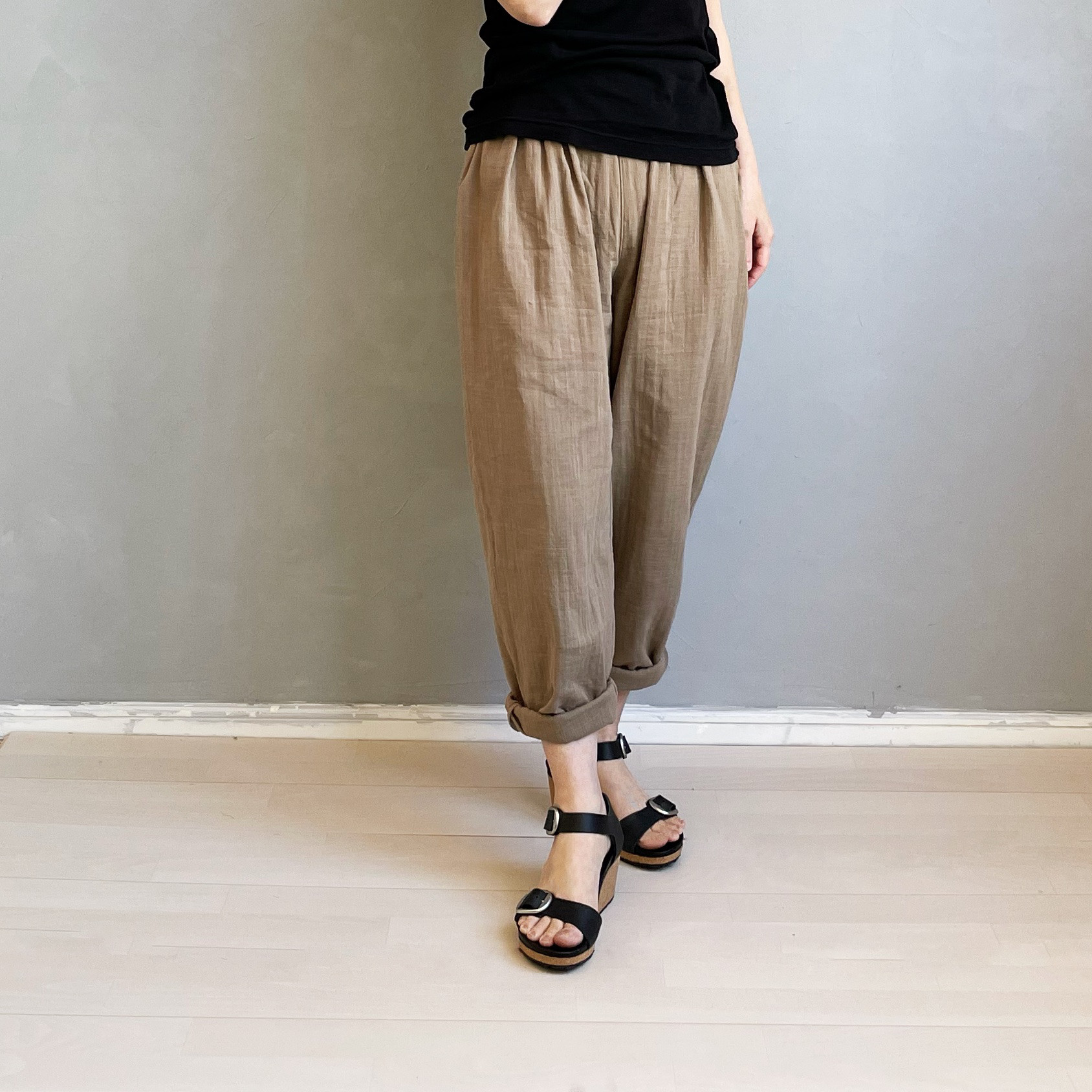 アンダードレスパンツ。カフェオレ。ダブルガーゼ。フリーサイズ【即納】