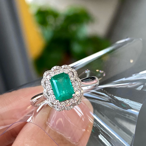 18K エメラルド＆ダイヤモンド 指輪 高品質！コロンビア産 11.527ct 天然エメラルド 2.275ct 天然