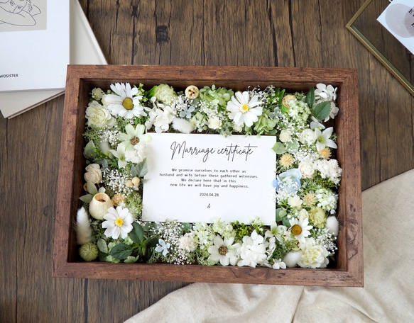 【A4 90本分】ゲスト参加型結婚証明書45名様〜分✴︎ green A4サイズ We and here