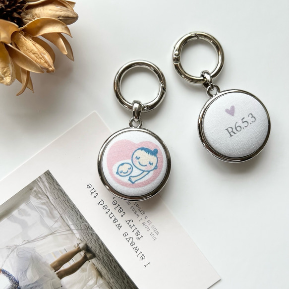 （予定日が入る♡）マタニティマーク　マタニティキーホルダー　マタニティロゼット　予定日 1枚目の画像