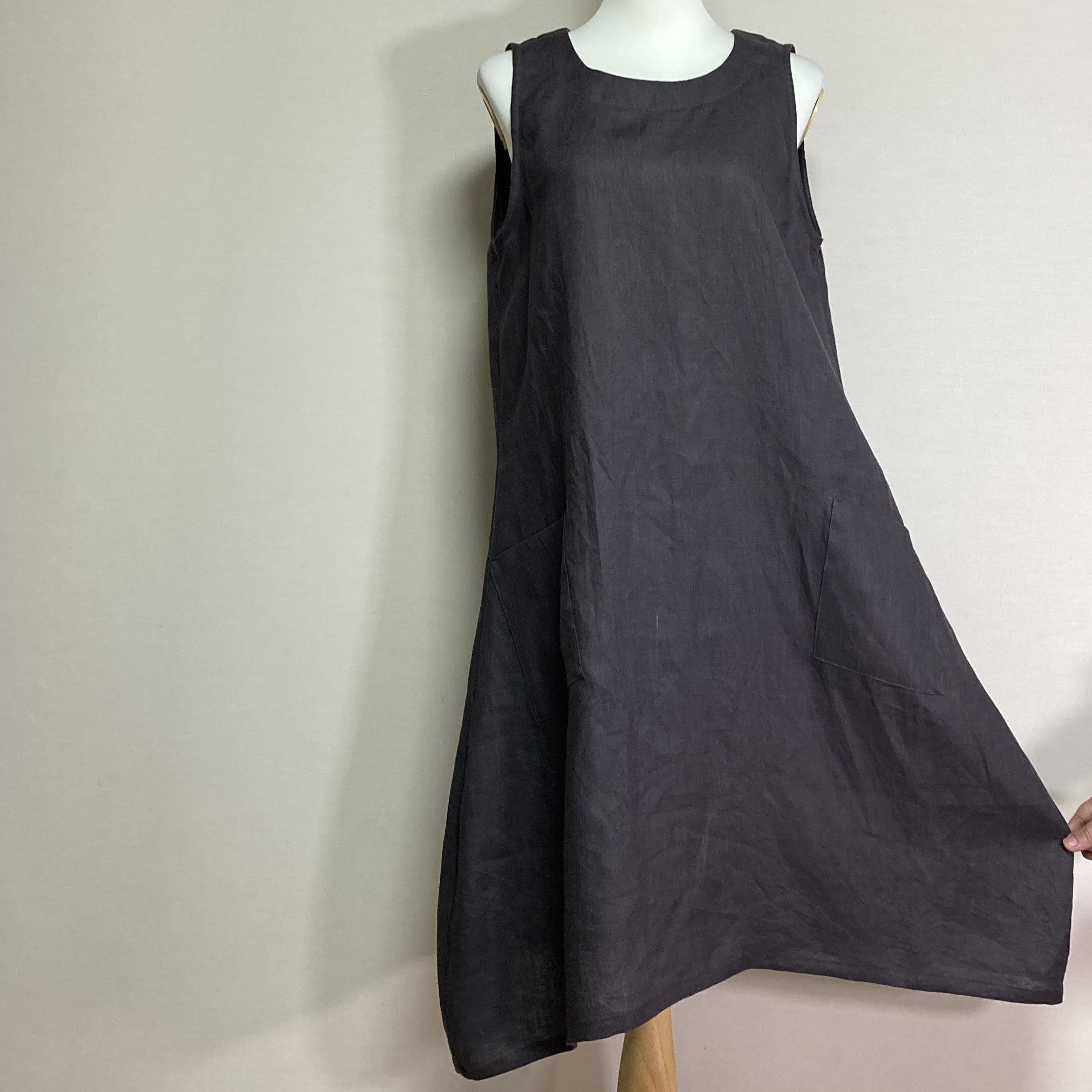 カラーリネン◆パラソルジャンスカ◆チャコール◆M・Ⅼ・LL（中厚、リネン100％）