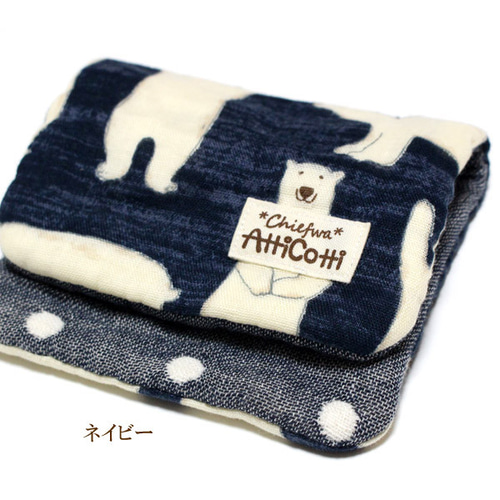 8重 ガーゼハンカチ シロクマ 白くま 熊 ハンドメイド タオル 汗拭き