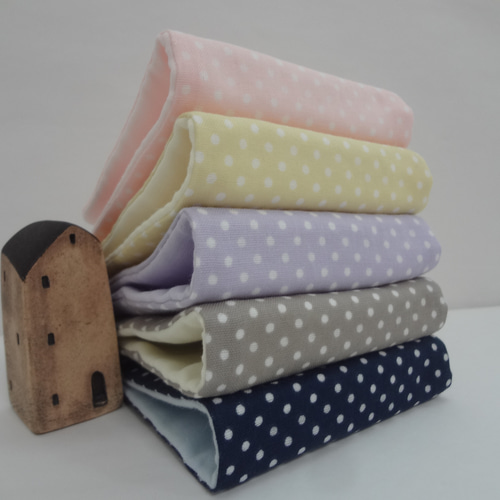 ドット水玉A*やわらか6重ガーゼハンカチ*5枚セット ハンカチ・手ぬぐい