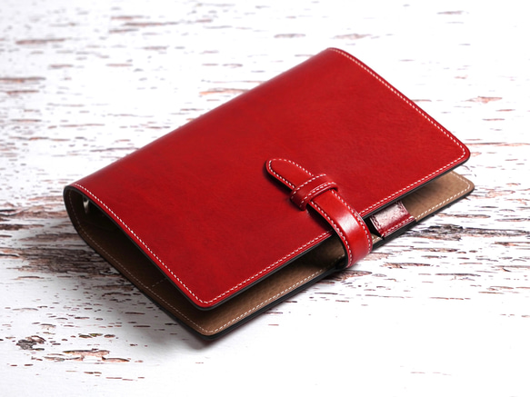 【システム手帳】#04 バイブルサイズ▪️総手縫い 表面 INDUSTRIA CONCERIA LA