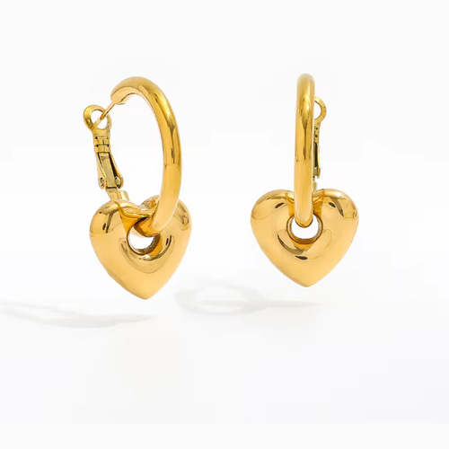 【金アレ対応】ハートリングピアス 18Kゴールド ジルコニア 金アレ対応】ハートリングピアス 18Kゴールド ジルコニア （金属