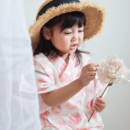 ふんわりガーゼの子ども甚平［桃］ 子供服 puuro 通販 17808895