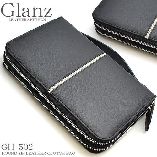 【期間限定】 Glanz】牛革×蛇革ラインミニセカンドバッグ□GH-502□大型 財布・ケース・小物入れ