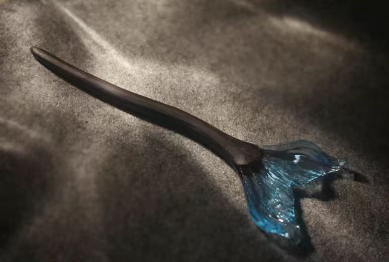 ハンドメイド かんざし 人魚 手作り 木簪 紫檀 樹脂 マジェステ 和装髪飾り ヘアアクセサリー 恋人 誕生日 周年記念