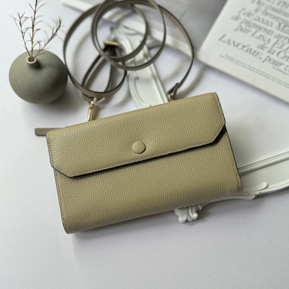 本革 超軽量 お財布ショルダー スマホショルダー L字型財布 お財布