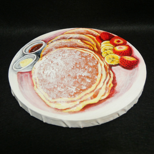 油絵 油彩 油彩画 絵 絵画 円形【バターミルクパンケーキ】 油絵 油彩 油彩画 絵 絵画 円形【バターミルクパンケーキ