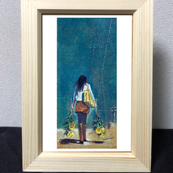水彩アート「花とガラスの花活けⅢ₋B5」1点物、手描き、真筆。 水彩アート「花とガラスの花活け」1点物、手書き真筆。送料無料