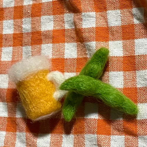 羊毛フェルトビール＆枝豆 羊毛フェルト ニャン友 通販 17809390