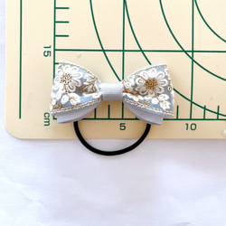 【再販】キラキラ　インド刺繍リボン＆グレーグログランリボン ヘアアクセサリー　ヘアゴム  こども〜大人まで　グレー 4枚目の画像