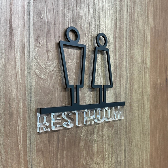 (送料無料)ルームサインドア用 3Dアイコン クリア文字　13種類 1枚目の画像