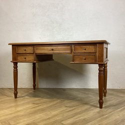 訳ありな逸品】英国アンティーク調 マホガニー無垢材 書斎机 作業机