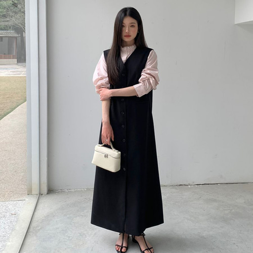 ベストワンピース 夏 レディース 重ね着 ノースリーブワンピース 前