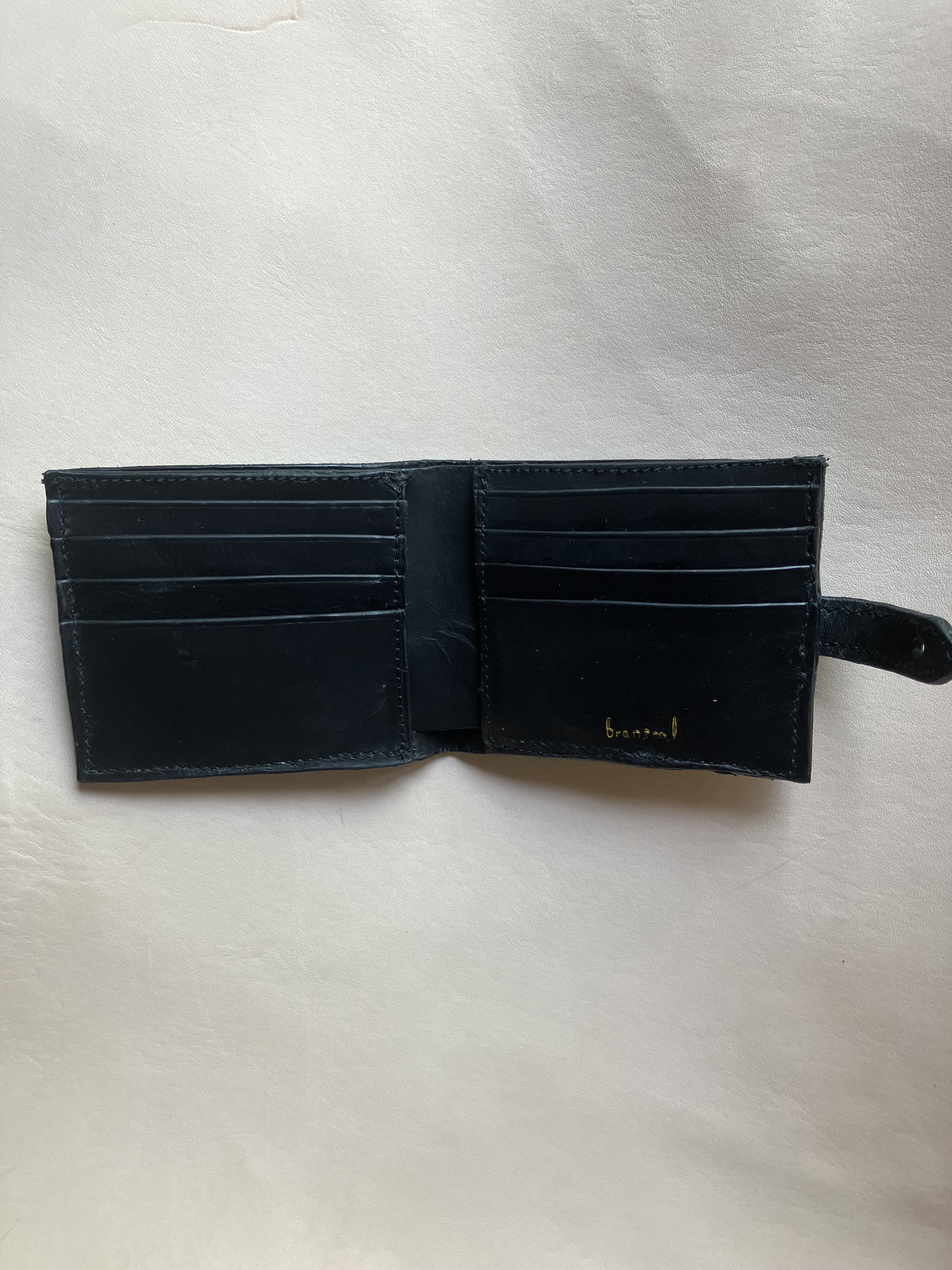 折り財布　　真鍮レザー　イタリアンレザー