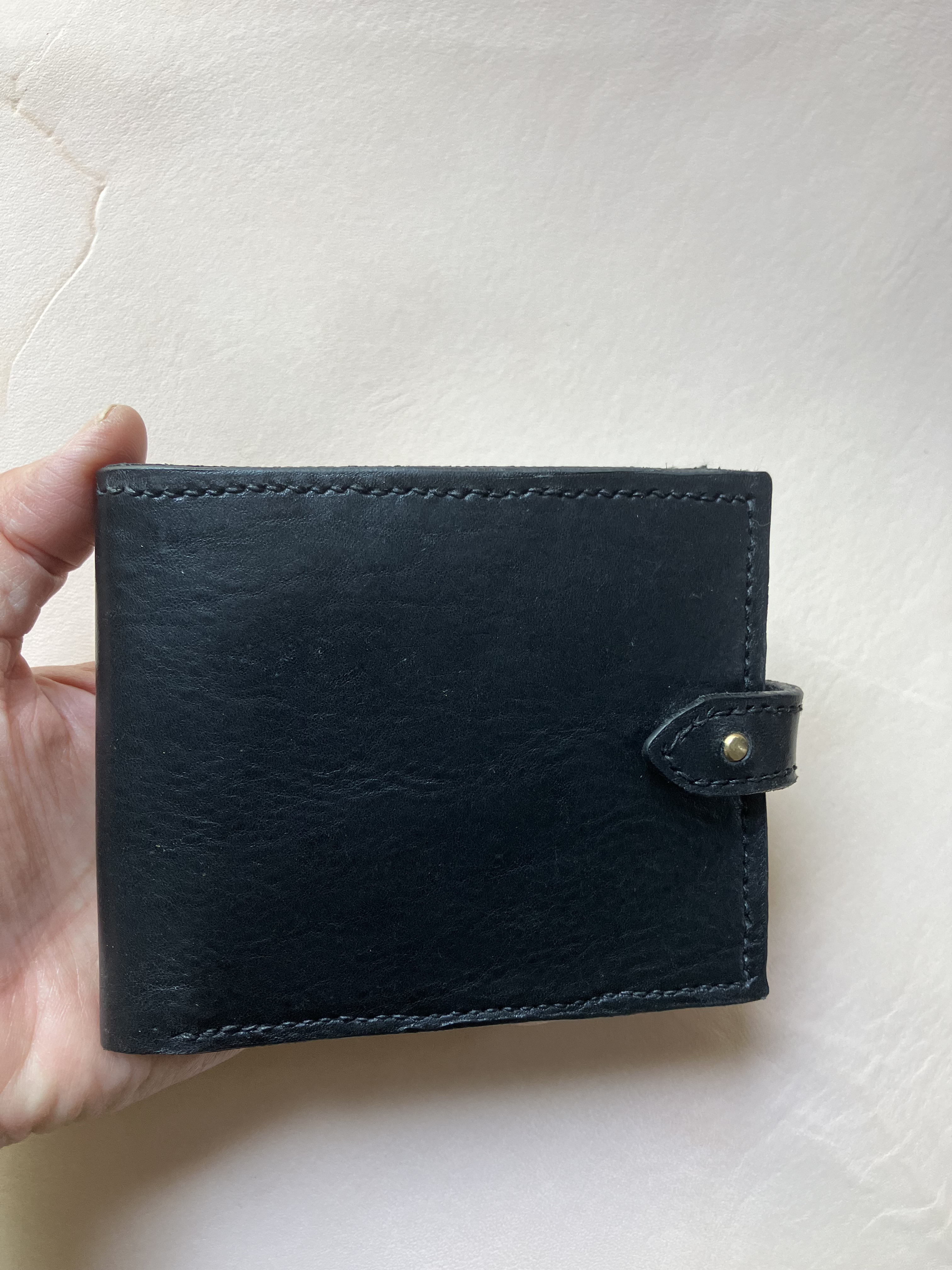 折り財布　　真鍮レザー　イタリアンレザー