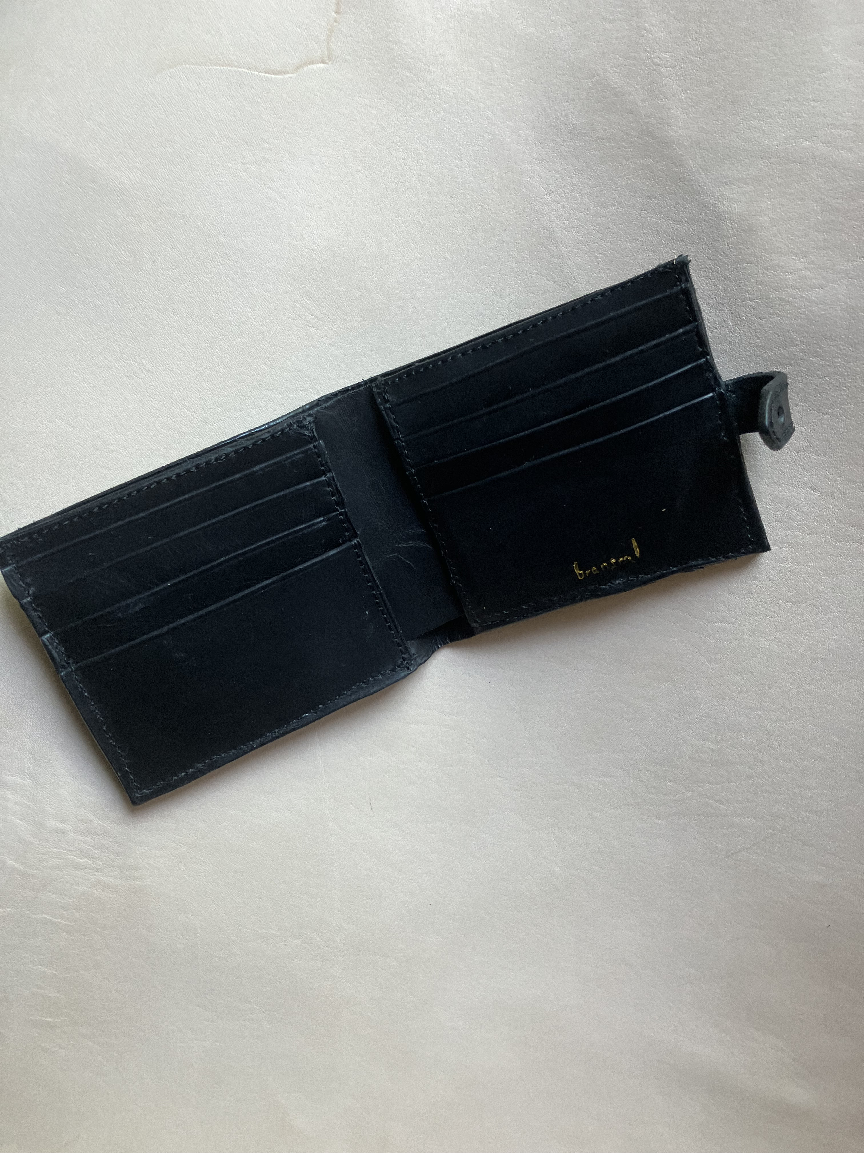 折り財布　　真鍮レザー　イタリアンレザー