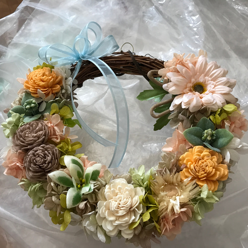 プリザーブドフラワーリース♡ニュアンスグリーン