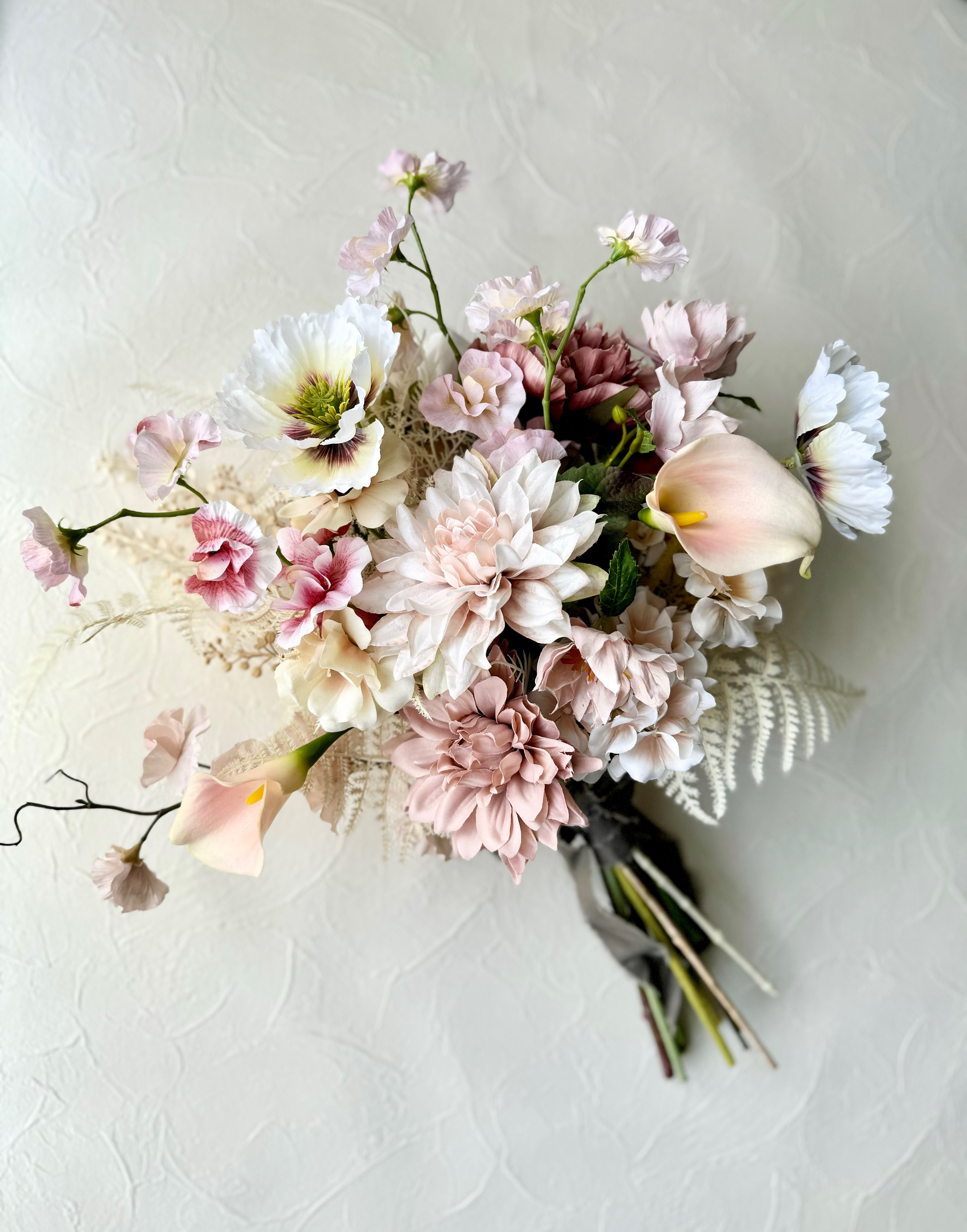 ダークオレンジ　ベージュ　ブラウン　ポピー　ダリア　ウェディングブーケ　造花 ダークオレンジ ベージュ ブラウン ポピー ダリア ウェディングブーケ