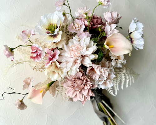 No.16 アーティフィシャルフラワー　ウェディングブーケ　ピンクこってりカラー No.16 アーティフィシャルフラワー ウェディングブーケ ピンク